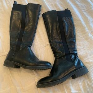 Black Leather Knee-High Boots